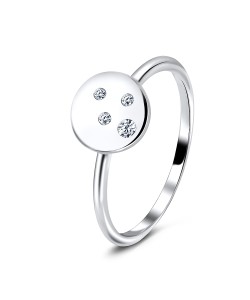 CZ Silver Ring Cricle Shape NSR-2811